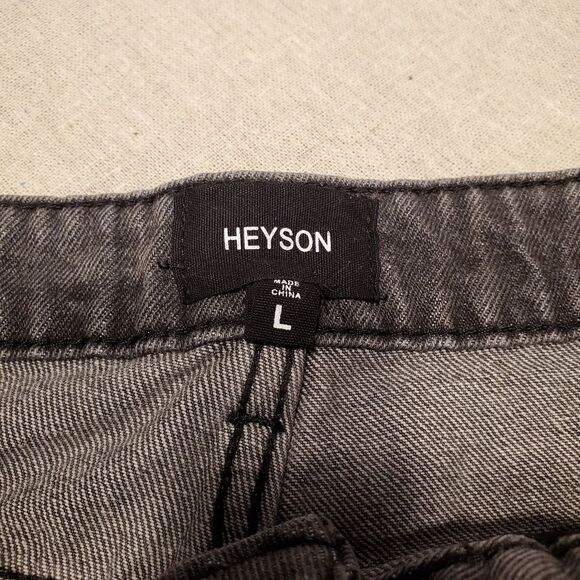 HEYSON Large Black Faded Ripped Distressed Booty Shorts - Picture 3 of 8